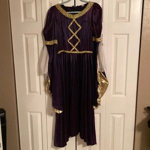 Medieval Gown. Purple and Gold. Flowing Sleeves. Size medium. Halloween costume.